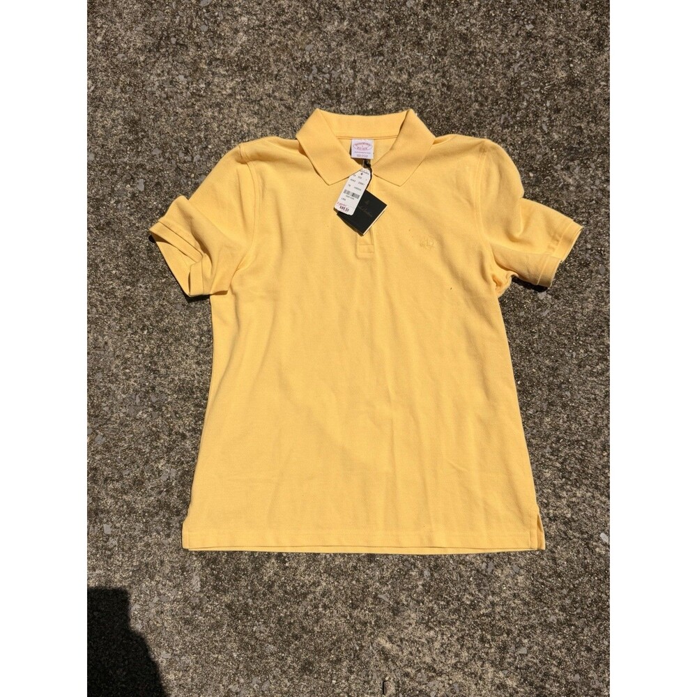 Brooks Brothers Womens Short Sleeve Yellow Cotton Polo Shirt NEW Size Large